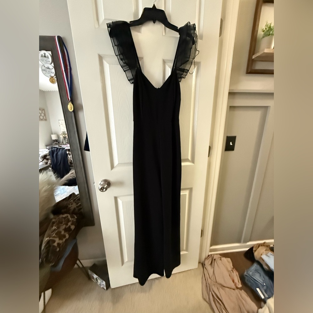 Lulu's Black Jumpsuit with Ruffled Sleeves